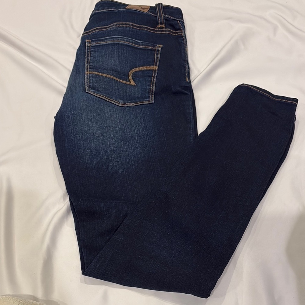 American Eagle Women's Dark Blue Jeans - Picture 1 of 5